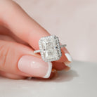 5.0CT Radiant Halo Moissanite Diamond Pave Engagement Ring For Women