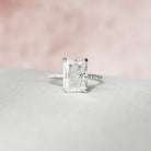 4.50СT Radiant Hidden Halo Moissanite Diamond Pave Engagement Ring