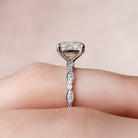 2.50CT Elongated Cushion Moissanite Diamond Vintage Pave Engagement Ring