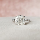 5.0CT Cushion Petite Pave Moissanite Diamond Engagement Ring For Her