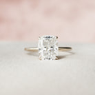 4.0CT Elongated Cushion Hidden Halo Moissanite Diamond Two Tone Engagement Ring