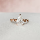 1.50CT Pear Twig Moissanite Diamond Engagement Ring In Solid Gold