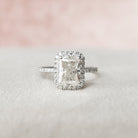 2.0CT Radiant Halo Moissanite Diamond Pave Engagement Ring