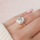 5.0CT Cushion Halo Moissanite Diamond Pave Engagement Ring For Women