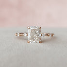 2.0CT Elongated Cushion Moissanite Diamond Petite Pave Engagement Ring