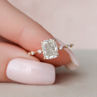 2.0CT Elongated Cushion Moissanite Diamond Petite Pave Engagement Ring