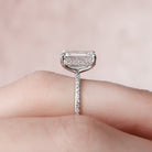 3.0CT Emerald Cut Moissanite Hidden Halo Engagement Ring