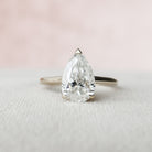 2.0CT Pear Hidden Halo Moissanite Diamond Solitaire Engagement Ring