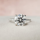 2.50CT Round Pave Moissanite Diamond Hidden Halo Engagement Ring