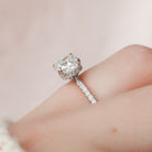 1.50CT Cushion Hidden Halo Moissanite Diamond Pave Engagement Ring In Solid Gold