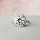 3.50CT Cathedral Set Round Moissanite Diamond Halo Engagement Ring