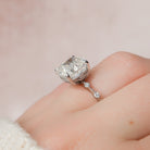 5.0CT Cushion Petite Pave Moissanite Diamond Engagement Ring For Her