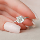 2.50CT Cushion Hidden Halo Moissanite Diamond Pave Engagement Ring