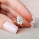 2.0CT Pear Hidden Halo Moissanite Diamond Solitaire Engagement Ring