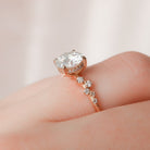 2.0CT Round Hidden Halo Moissanite Diamond Cluster Engagement Ring