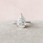 4.50CT Pear Hidden Halo Moissanite Diamond Solitaire Engagement Ring