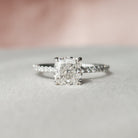 1.50CT Cushion Hidden Halo Moissanite Diamond Pave Engagement Ring In Solid Gold