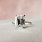 5.0CT Emerald Cut Hidden Halo Moissanite Diamond Solitaire Engagement Ring