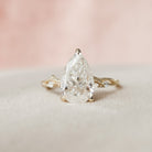 2.50CT Pear Twig Moissanite Diamond Three Prong Engagement Ring