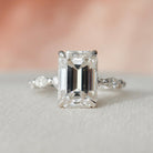 3.0CT Emerald Cut  Hidden Halo Moissanite Diamond Pave Engagement Ring