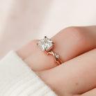 1.50CT Cushion Cut Branch Moissanite Engagement Ring