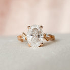 2.0CT Oval Twig Moissanite Diamond Engagement Ring For Women