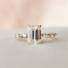 2.0CT Emerald Cut Petite Pave Moissanite Diamond Engagement Ring