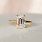 3.0CT Cathedral Set Emerald Cut Moissanite Diamond Hidden Halo Engagement Ring