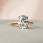 2.0CT Oval Hidden Halo Moissanite Diamond Pave Engagement Ring