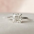 2.0CT Cushion Hidden Halo Moissanite Diamond Solitaire Engagement Ring