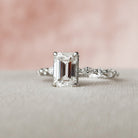 2.0CT  Hidden Halo Emerald Cut Pave Moissanite Diamond Engagement Ring