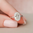 3.0CT Oval Hidden Halo Moissanite Diamond Solitaire Engagement Ring