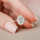 3.0CT Oval Hidden Halo Moissanite Diamond Solitaire Engagement Ring