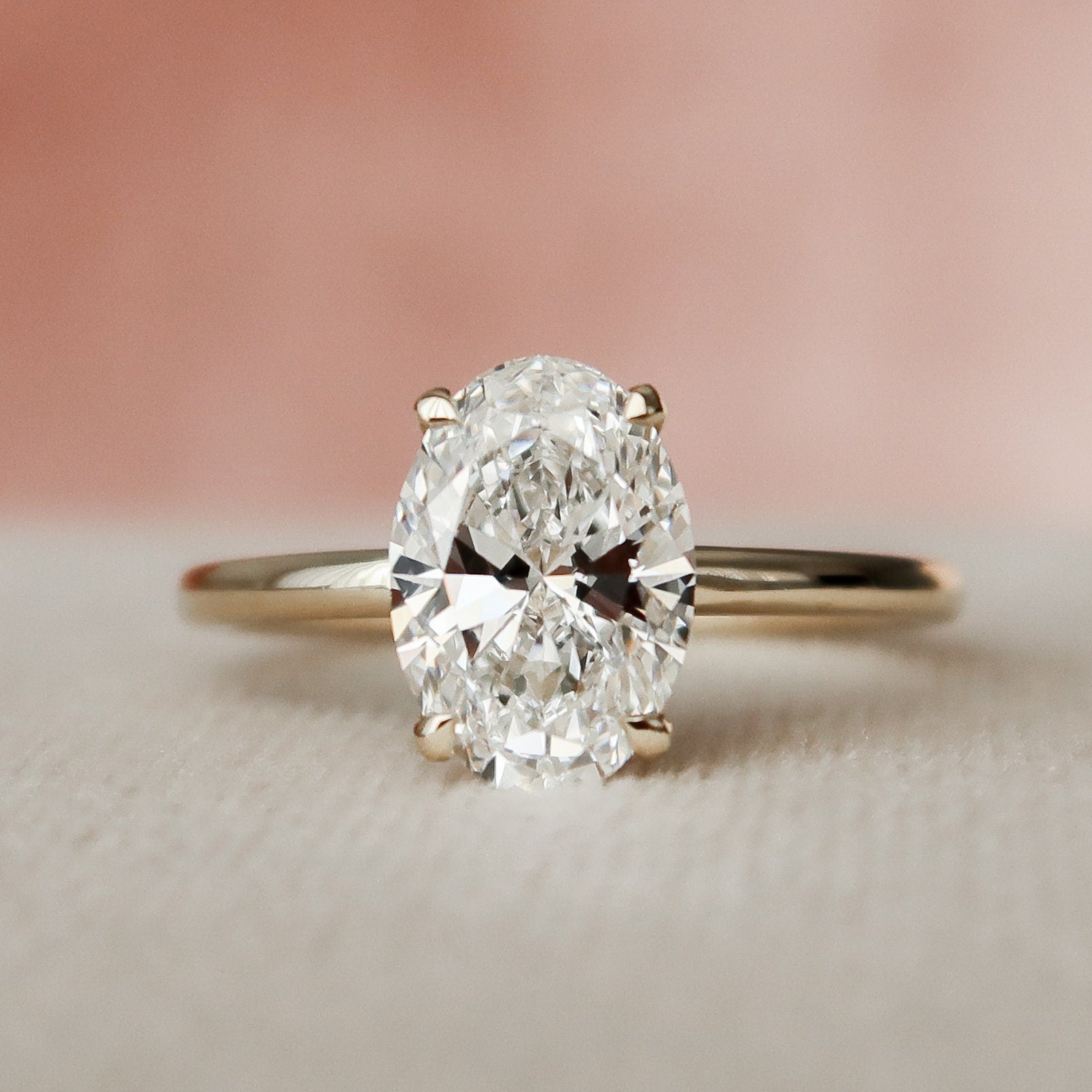 1.50CT Oval Hidden Halo Moissanite Diamond Solitaire Engagement Ring In Solid Gold