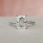 3.0CT Radiant Hidden Halo Moissanite Diamond Pave Engagement Ring In Solid Gold