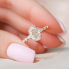 2.0CT Oval Pave Moissanite Diamond Hidden Halo Engagement Ring