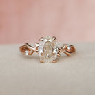 1.0CT Oval Twig Moissanite Diamond Engagement Ring In Solid Gold