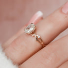 1.0CT Oval Twig Moissanite Diamond Engagement Ring In Solid Gold