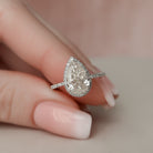 2.0CT Pear Halo Moissanite Diamond Pave Engagement Ring 