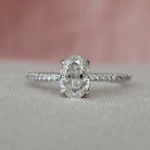 1.0CT Oval Pave Moissanite Diamond Hidden Halo Engagement Ring