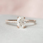 1.0CT Oval Pave Moissanite Diamond Hidden Halo Engagement Ring