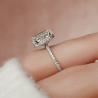 3.0CT Oval Hidden Halo Moissanite Diamond Pave Engagement Ring For Women