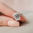 5.0CT Emerald Cut Hidden Halo Moissanite Diamond Solitaire Engagement Ring