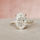 3.50CT Oval Pave Moissanite Diamond Hidden Halo Engagement Ring For Women