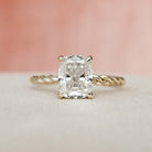 2.0CT Elongated Cushion Braided Moissanite Diamond Hidden Halo Engagement Ring