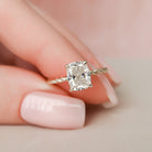 2.0CT Elongated Cushion Braided Moissanite Diamond Hidden Halo Engagement Ring