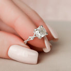 1.50CT Cushion Cut Branch Moissanite Engagement Ring