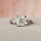 1.50CT Cushion Cut Branch Moissanite Engagement Ring