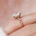 3.0CT Oval Hidden Halo Moissanite Diamond Zig Zag Pave Engagement Ring