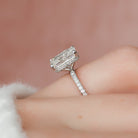 3.0CT Radiant Hidden Halo Moissanite Diamond Pave Engagement Ring In Solid Gold